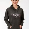 Sweaters / Vests * | Roper Womens Grey Cotton Blend Since 1986 Hoodie