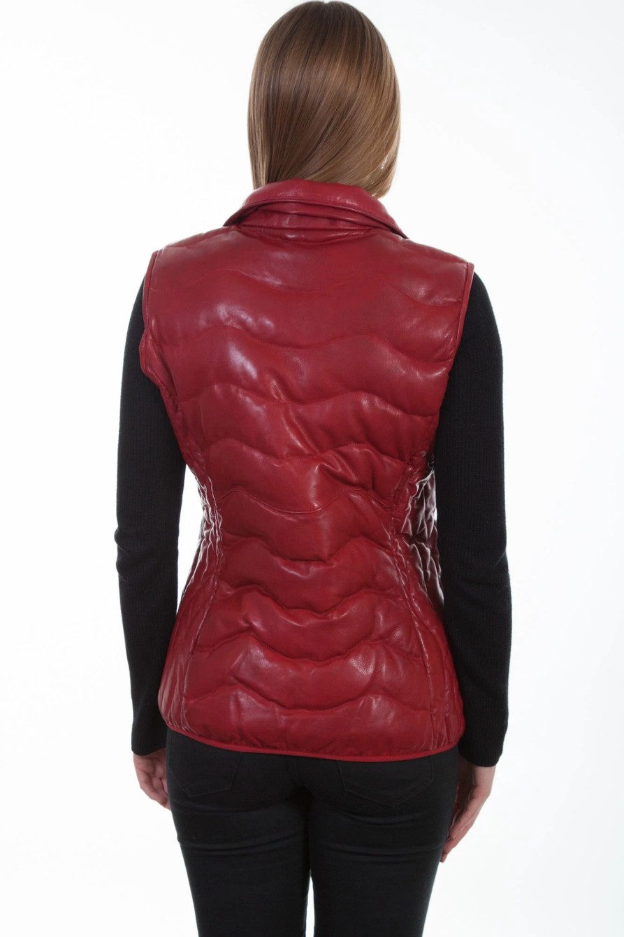 Sweaters / Vests * | Furmo Scully Womens Red Soft Lamb Puffer Vest L