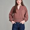 Sweaters / Vests * | Kimes Ranch Womens Dewey V Neck Brown 100% Cotton Pullover Sweater