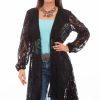 Sweaters / Vests * | Scully Womens Black 100% Polyester Lace V-Neck Duster