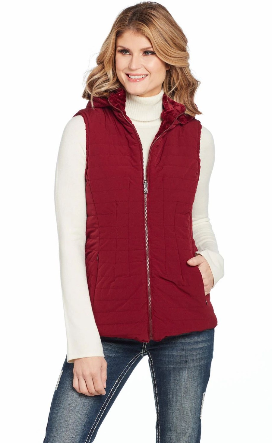 Sweaters / Vests * | Cripple Creek Womens Wine Nylon Water-Resistant Vest