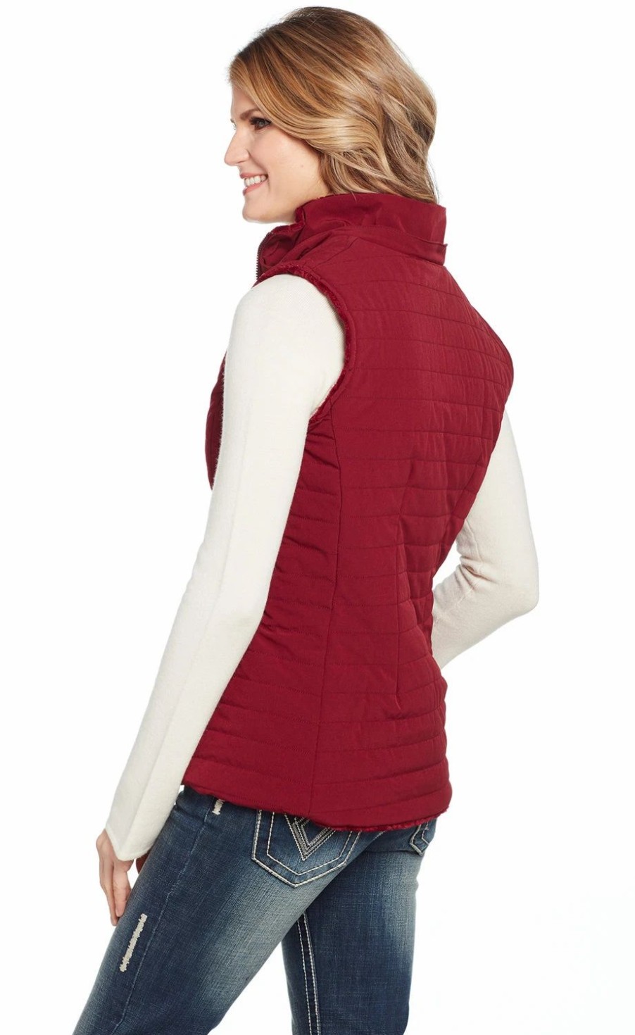 Sweaters / Vests * | Cripple Creek Womens Wine Nylon Water-Resistant Vest