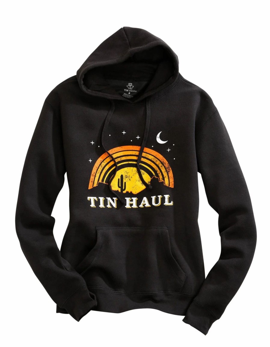 Sweaters / Vests * | Tin Haul Womens Black Cotton Blend Under The Nite Sky Hoodie