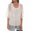 Sweaters / Vests * | Scully Womens Sand Cotton Blend Lace Tank Cardigan