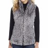 Sweaters / Vests * | Cripple Creek Womens Faux Shearling Leopard Grey Multi Polyester Faux Fur Vest