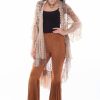 Sweaters / Vests * | Scully Womens Taupe Nylon Printed Lace Cardigan