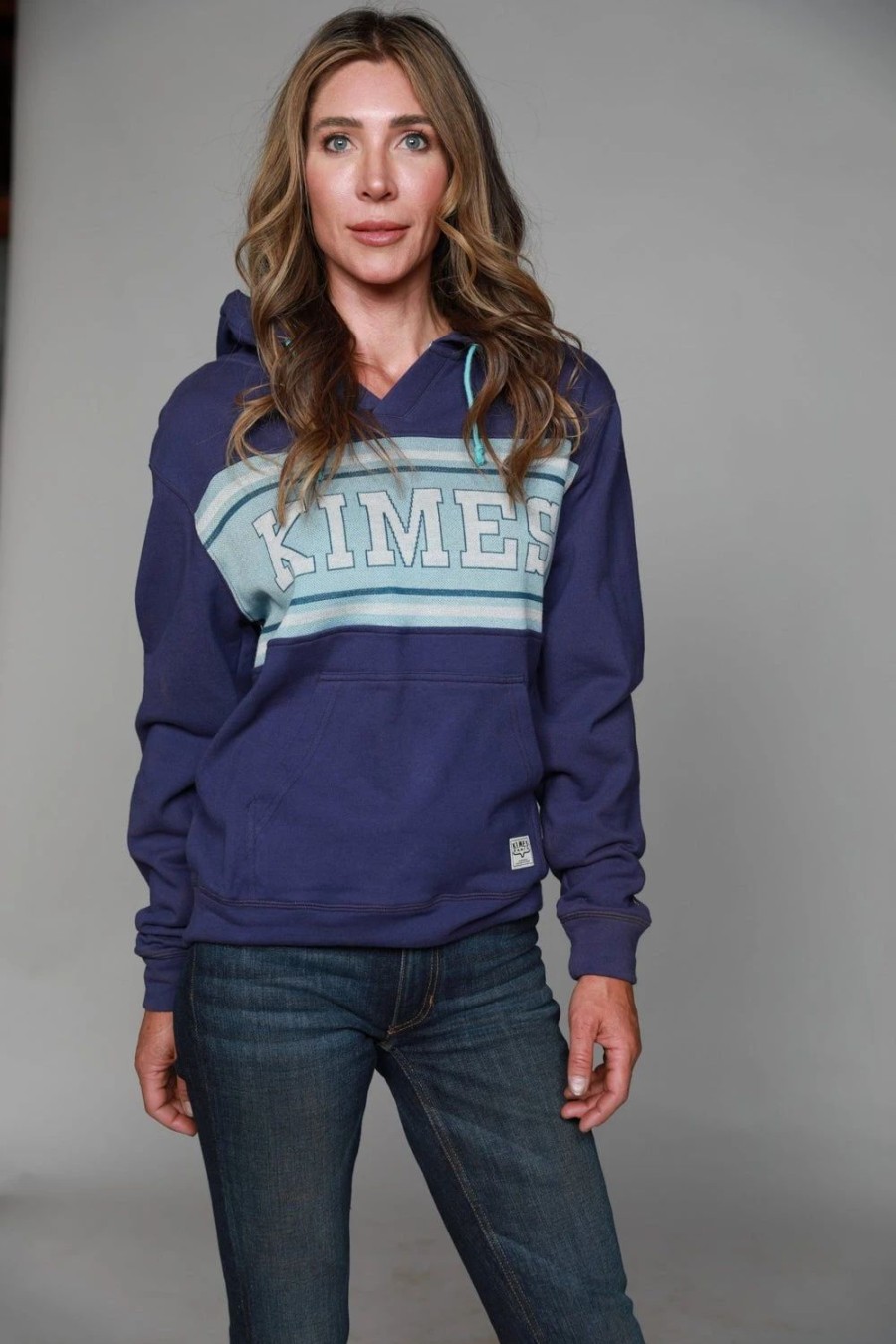 Sweaters / Vests * | Kimes Ranch Womens North Star Hoodie Marine Blue Cotton Blend L/S