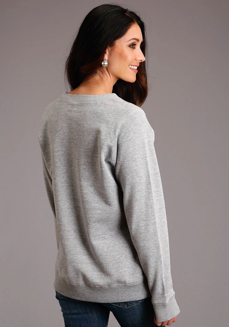 Sweaters / Vests * | Stetson Womens Heather Grey Cotton Blend Star Sweatshirt