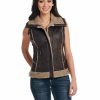 Sweaters / Vests * | Cripple Creek Womens Pinecone Polyester Shearling Aviator Vest