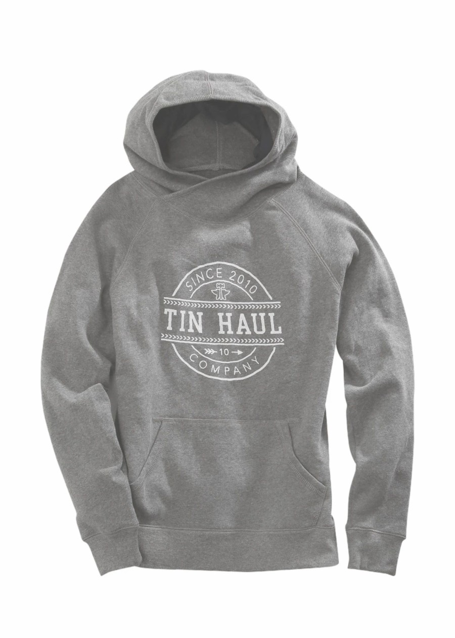 Sweaters / Vests * | Tin Haul Asymmetric Womens Grey Cotton Blend Circle Hoodie