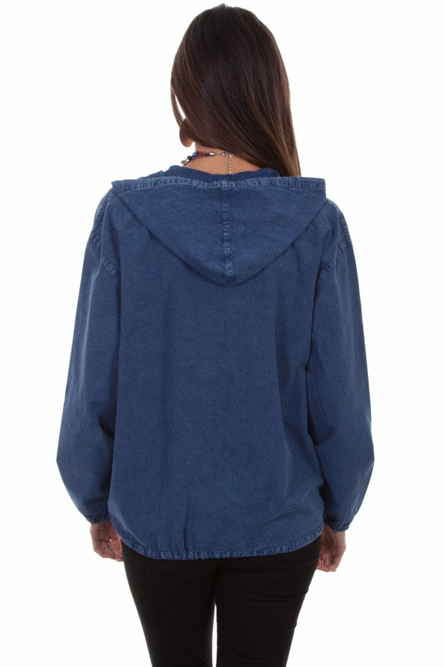 Sweaters / Vests * | Scully Womens Dark Blue 100% Cotton Zip Front Hoodie