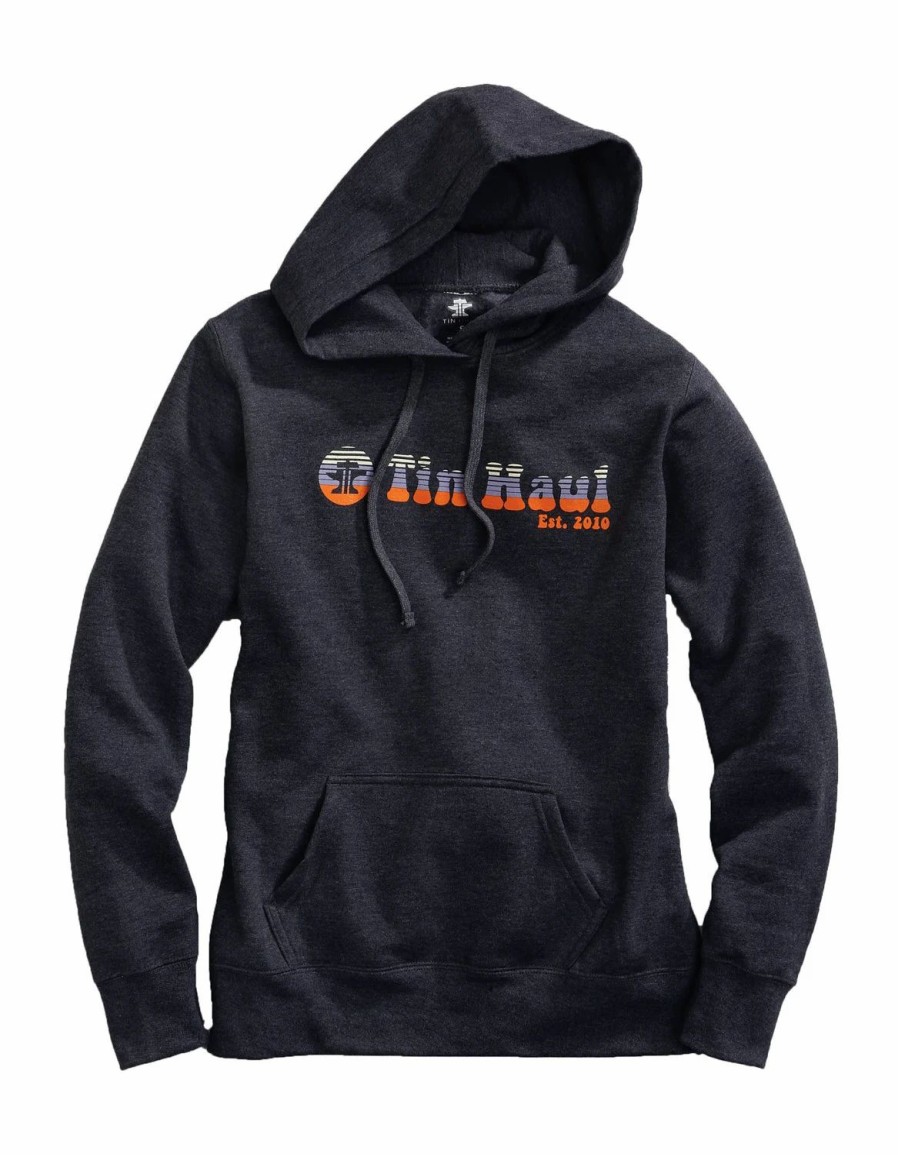 Sweaters / Vests * | Tin Haul Womens Grey Cotton Blend Sliced Art Logo Hoodie