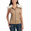 Sweaters / Vests * | Cripple Creek Womens Stone Faux Leather Fur Vest