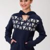 Sweaters / Vests * | Roper Womens Navy 100% Cotton Triangles Sweatshirt