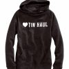 Sweaters / Vests * | Tin Haul Womens Dark Grey Cotton Blend Heart Logo Hoodie