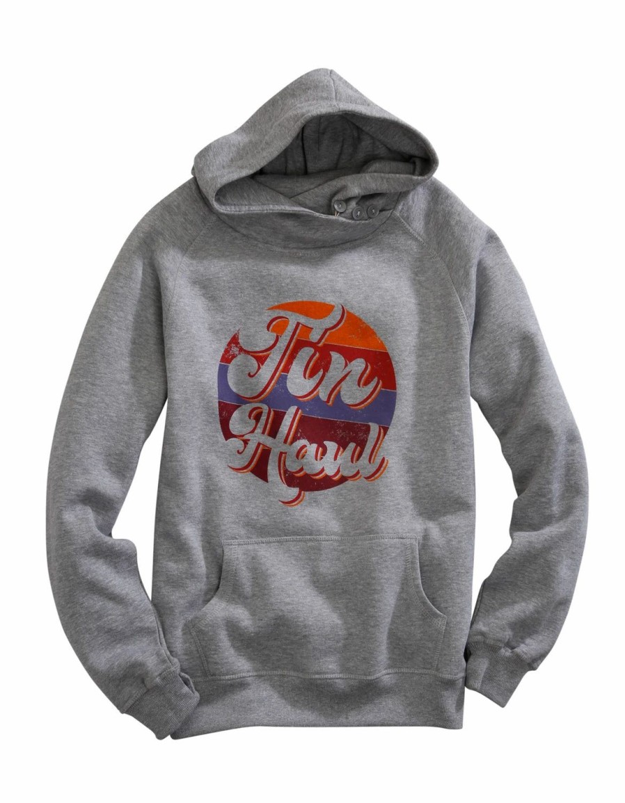 Sweaters / Vests * | Tin Haul Womens Grey Cotton Blend Retro Circle Hoodie