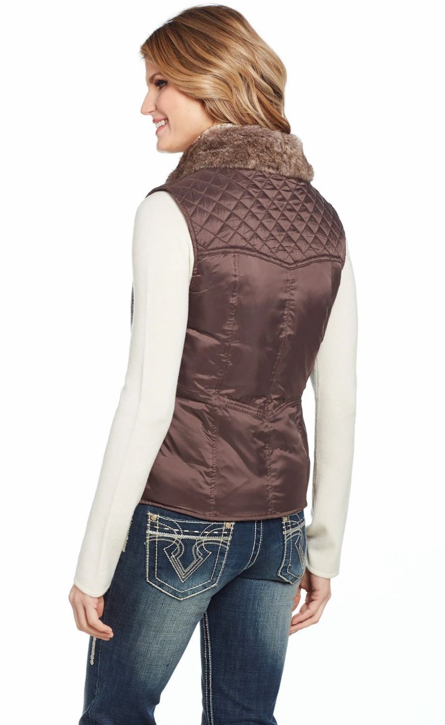 Sweaters / Vests * | Cripple Creek Womens Pinecone Nylon Water-Resistant Zip Vest