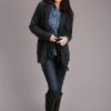 Sweaters / Vests * | Stetson Womens Charcoal Grey Fringed Shawl Cardigan