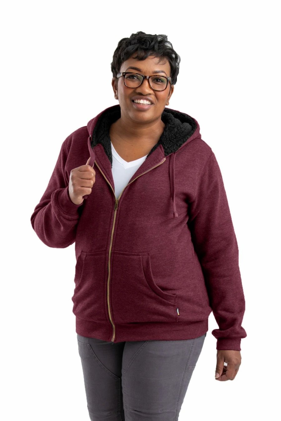 Sweaters / Vests * | Berne Apparel Berne Cabernet Cotton Blend Womens Insulated Zip Hooded Sweatshirt