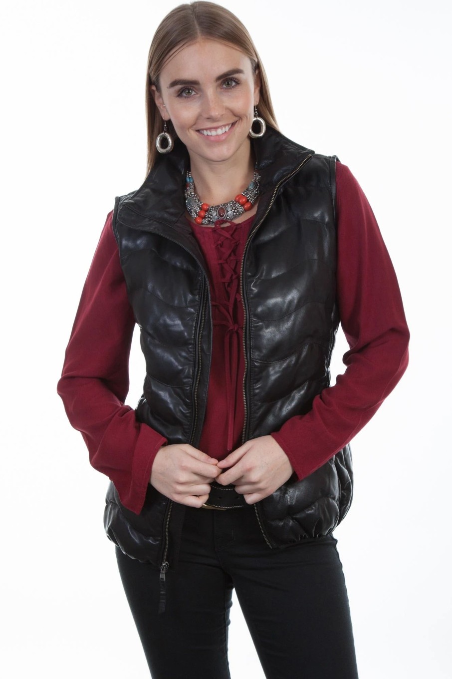 Sweaters / Vests * | Furmo Scully Womens Black Soft Lamb Puffer Vest Xl