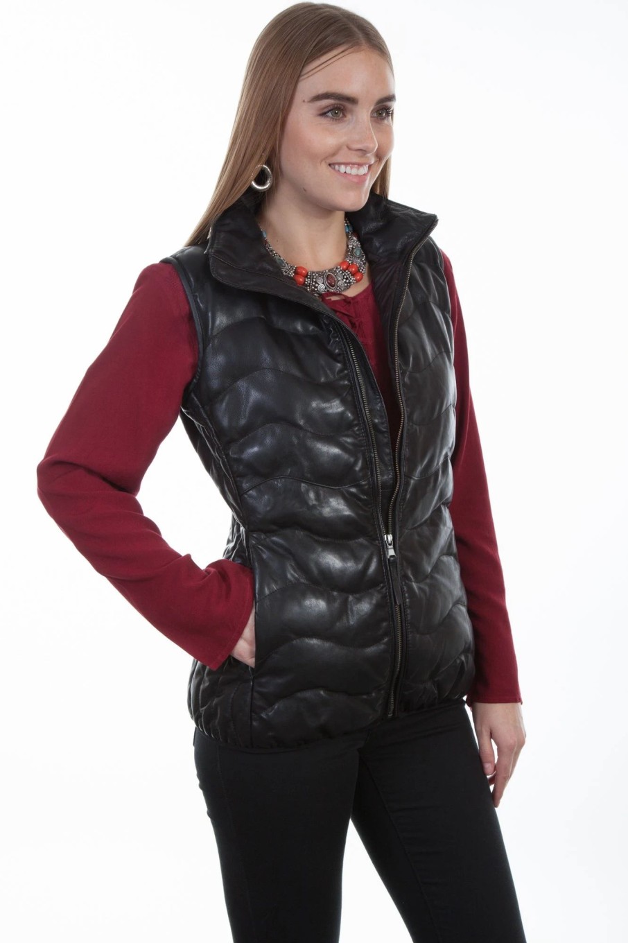 Sweaters / Vests * | Furmo Scully Womens Black Soft Lamb Puffer Vest Xl