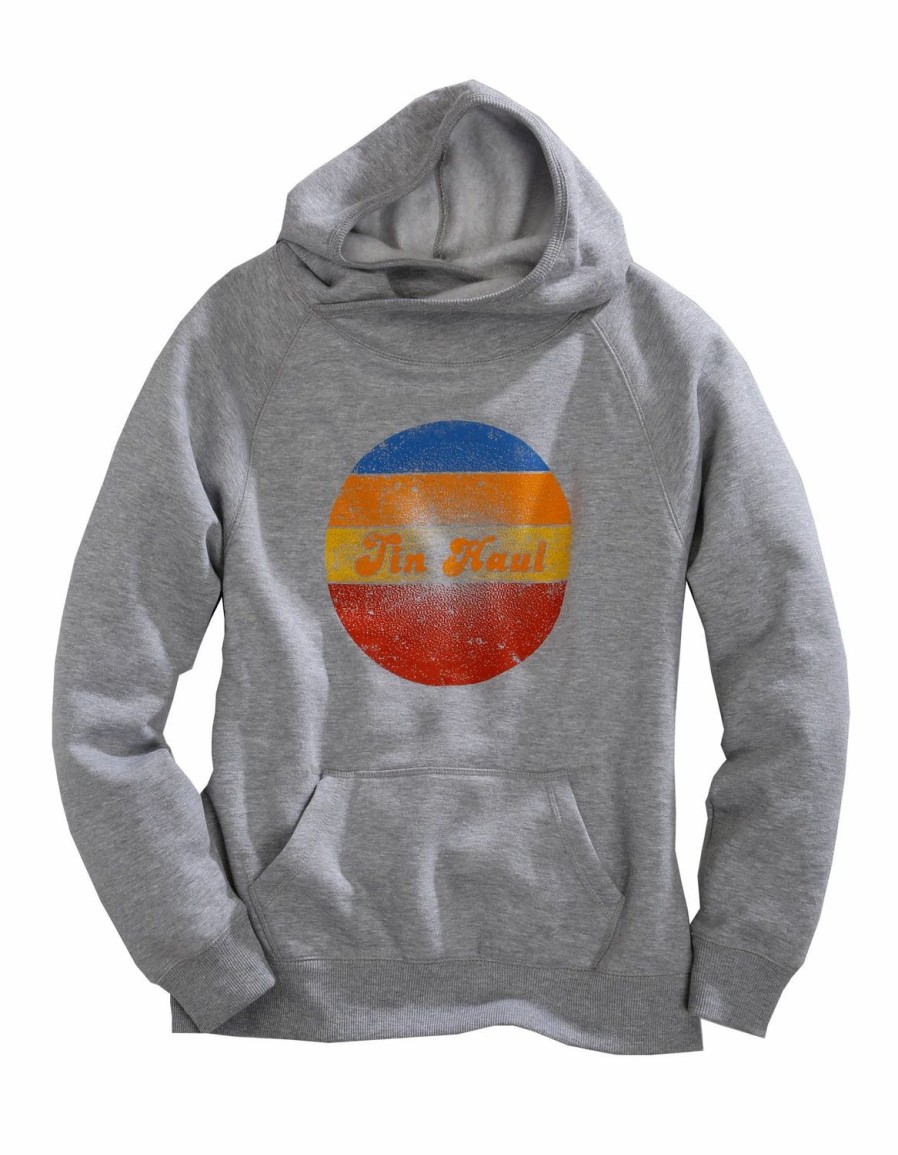 Sweaters / Vests * | Tin Haul Womens Heather Grey Cotton Blend Multi-Color Circle Hoodie