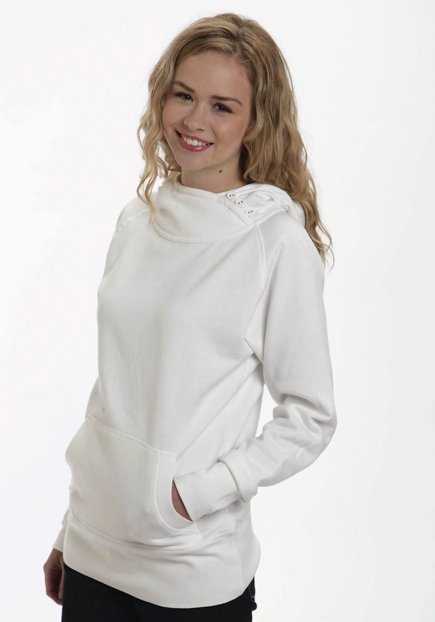 Sweaters / Vests * | Ouray Womens White 100% Cotton Usa Asymmetric Hoodie