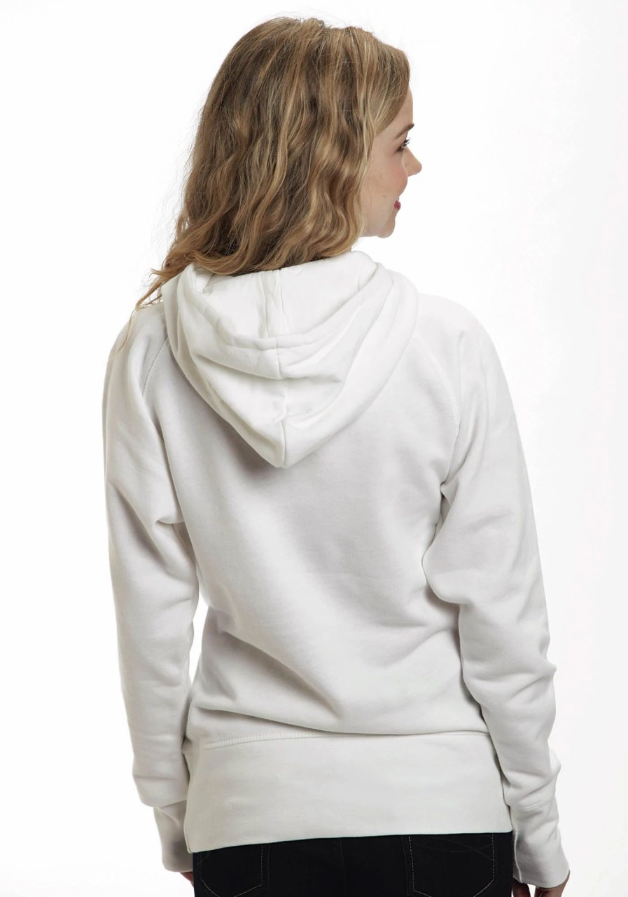 Sweaters / Vests * | Ouray Womens White 100% Cotton Usa Asymmetric Hoodie