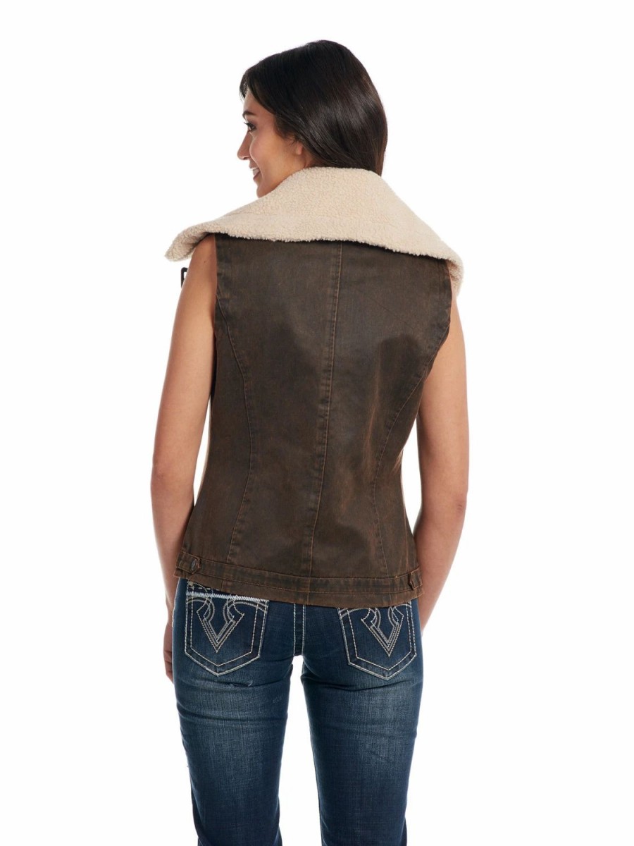 Sweaters / Vests * | Cripple Creek Womens Pinecone Cotton Blend Enzyme Washed Vest