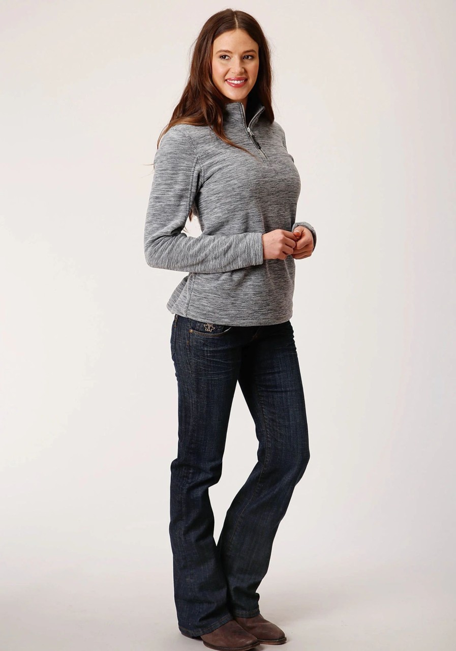 Sweaters / Vests * | Roper Womens Grey Polyester Western Pullover Jacket