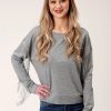 Sweaters / Vests * | Roper Womens Gray Polyester Chain Fringe Sweater